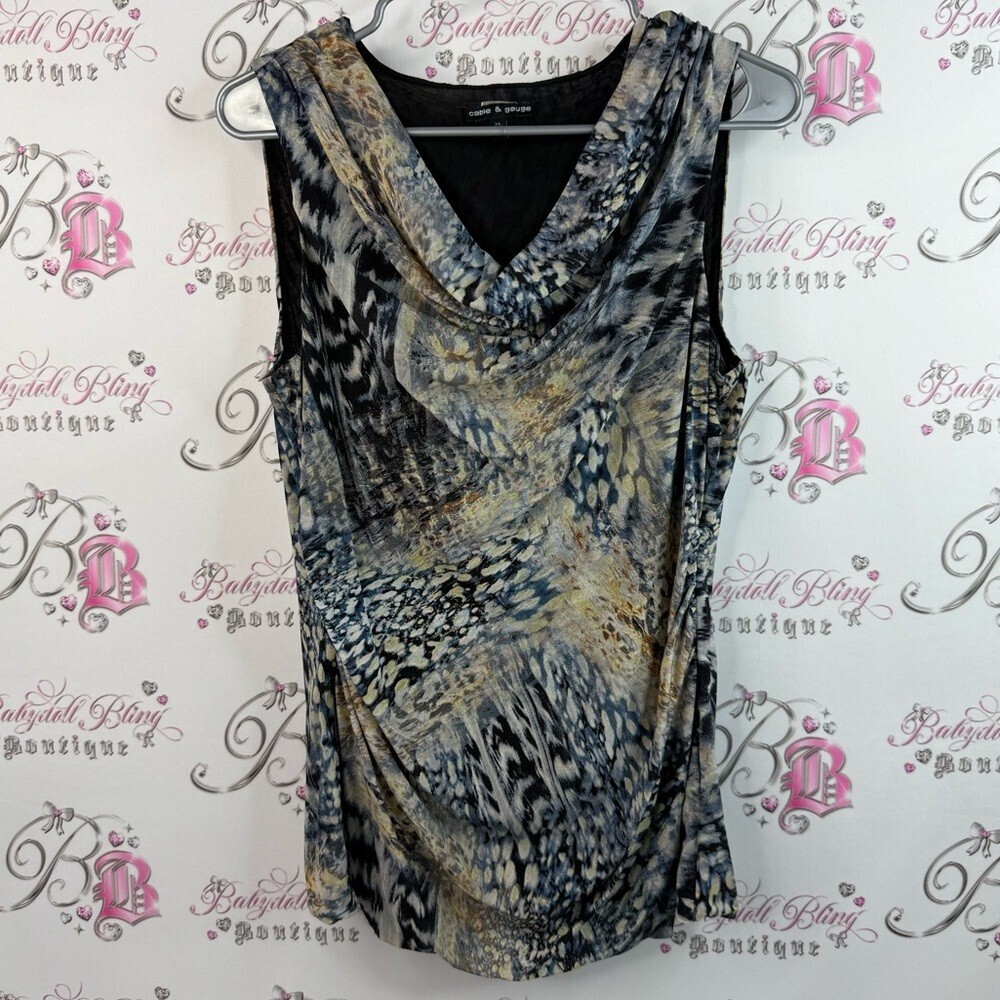 Cable & Gauge tank top towel, neck, cheetah leopard Animal Print Sleeveless Top